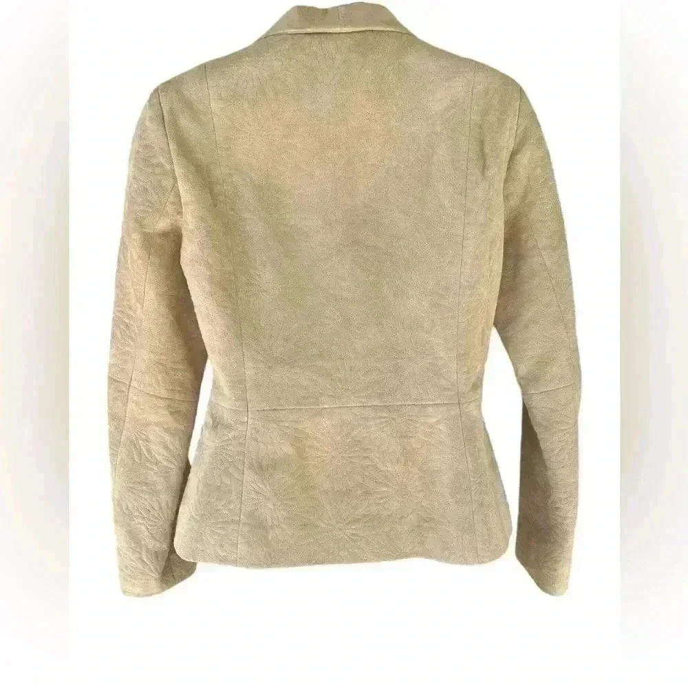 LIZ Claiborne women’s cream suede blazer jacket button down collar sz 4 NWOT - Picture 5 of 9